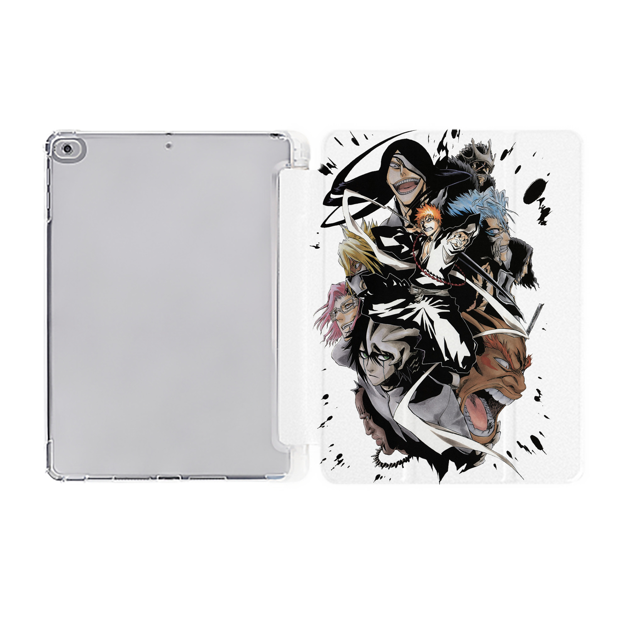 （画像用） ブリーチ 黒崎一護（くろさき いちご）BLEACH Kurosaki Ichigo IPad ケース ペン収納付き 三つ折りスタンド PUレザー×シリコン 対応機種9.5/10.5/10.9インチ